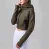 lu Damen Yoga-Jacke mit Kapuze, lange Ärmel, Outfit, einfarbig, durchgehender Reißverschluss, Gym-Jacken, formende Taille, Fitness, Jogger-Outfit, Sportbekleidung für Damen, BFJ5004