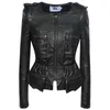 Manteau en cuir femme automne/hiver veste grande tenue de moto gothique court Steam Punk