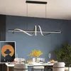 Żyrandole urządzenie domowe żyrandol 3 Kolory LED Nordic Strip Połowy do kuchennej jadalni aluminiowa lampka wisząca