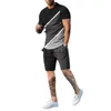Herenontwerper Tracksuit 2023 Zomerronde Nek Korte mouw Shorts 3D Printing Slim Fit mannelijk Casual Sports Suit Plus Maat 3xl 4xl 5xl 6xl