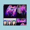 Andra festliga festförsörjningar Led Light Up Cat Rabbit Mice Ear Horn Crown Pannband ADT Kids Glowing Flashing Hairband Hoop Prom Con Dheeq