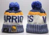 Warriors Beanie Golden States Berretti Tutte le 32 squadre Lavorato a maglia con risvolto Pom Berretti da baseball Cappelli a righe Sideline Lana calda USA College Sport Cappelli lavorati a maglia Berretto per donna a12