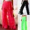 Pantalons Femmes S Tulle Solide Couleur Fil à volants Femmes Large Long Long Taille Haute Pantalon Multi Couche Spicy Girl Streetwear Costume 231114