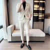 Herenpakken zomer halve mouw mannen set 2 stuks met broek slanke fit witte blazer prom jurken mannelijke kleding ternos kostuum 2023