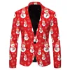 Herrenanzüge Männlich Mode Eine Taste Freizeit Weihnachten Gedruckt Taschenknöpfe Langarm Jacke Anzug Designer Für Männer