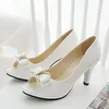 GAI Dress Female Stiletto High Heel Pumps Sexy Open Toe Fish Mouth Woman Bowknot Party Sandals Ladies Summer Shoes 230414