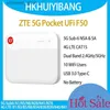 Entsperrte Router ZTE 5G Pocket UFi F50 Mini-WLAN-Router Dualband 1,6 Gbit/s USB 3.0 Typ C 4G LTE Cat15 SA/NSA 5G Mobiler tragbarer Hotspot Q231114