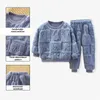 Ensembles de vêtements Vêtements pour bébés filles Ensemble de vêtements pour nouveau-nés automne hiver enfants garçons laine pull chaud haut ensemble 2 pièces 0-2 ans 231114