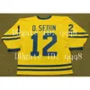 SJ Vintage 2002 Team Sweden Jerseys 30 Lundqvist 13 Mats Sundin 21 Peter Forsberg 11 Daniel Alfredson 22 Henrik Sedin Custom Hockey