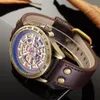 Zegarek zegarowy Shunhua skórzany zespół mechaniczny Men Watch Automatyczne szkielet sportowy zegar zegarowy Montre Homme Relogio Masculino
