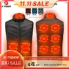 Men's Vests X-TIGER 9/2 Places Heated Jacket Men Women USB Electric Thermal Warm Hunting Coat Winter Outdoor Camping Hiking Heated Vest 231114