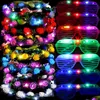 Party Decoration Led Light Up Glasses Flower Crown Glow In The Dark Flashing Headband Eyewear For Birthday Festival Neon Dro Dhqhv