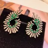 Stud Earrings Hibride Fashion Luxury Crystal Zircon Spark Shape Flower Jewelry For Women E-559