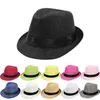 Fashion Men Women Casual Fedora Hat Pinched Crown Beach Sun Cap Panama Hat Unisex Top Quality straw hats Stingy Brim Hats 0350