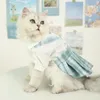 猫の衣装ペットパペットドレススフィンクス夏のスカート服の女性猫衣類英語短い青い子猫薄いスタイルのかわいいドレスホーム