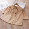 Jaquetas roupas infantis meninas boneca pescoço casaco 2023 outono roupa criança moda top casaco cardigan