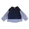 T-shirt Neonati Felpa patchwork a righe bianche Primavera Autunno Ragazzi Camicia a maniche lunghe coreana da college per bambini 230414