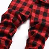 Męskie dżinsy mężczyźni Brytyjski styl Plaid Mens 2023 marka mody Slim Denim Pants Biker Hip Hop Casual Elastyczny talia drukowane spodnie