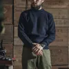 남자 스웨터 브론슨 프리 전쟁 usn 모의 목 스웨터 남자 헤비급 니트 풀오버 네이비 블루 231114