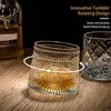 Tumblers Rotating Whisky Glass WhiskeyScotchBourbon Crystal Glasses Barware Old Fashion CocktailWhiskey 230413