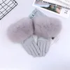 Cinq doigts gants en peau de mouton naturel fourrure de renard coupe gants femmes en cuir véritable poignet plus chaud gant hiver chaud mode mitaines doublure polaire 231113