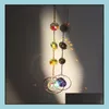 Garden Decorations Sun Catchers Hanging Crystal Ball Beaded Ornament Window Patio Lawn Moon Star Pendant Glass Prism Rainbow Maker D Dhvjd