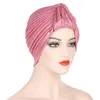 Muslim Women Turban Solid Wrinkle Hat Cancer Chemo Beanies Caps Headwear Headwrap Plated Hair Accessories