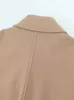 Mulheres misturas de lã inverno único breasted casaco outono manga longa lapela feminino cáqui acolchoado jaquetas elegante bolso botão solto outwear 231114