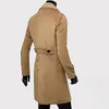 Chaquetas para hombre Otoño Invierno gabardina larga doble botonadura Color sólido longitud media a prueba de viento gruesa chaqueta delgada británica gabardina hombre 231113