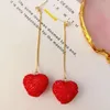 Kolczyki Dangle BE 8 Sprzedaj czerwony miłość serca prosta dla kobiet akcesoria na imprezę dla kobiet letnia biżuteria Korea Bijoux femme e891