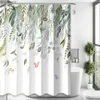 Cortinas de chuveiro Folha Cortina de Chuveiro Aquarela Verde Planta Flor Folhas Impressão Cortina de Banheiro Arte Decoração de Casa Tecido de Pano Com R231114