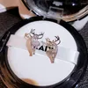 Stud Earrings Christmas For Women 2023 Trendy Rhinestone Elk Pave Zircon Deer Festival Party Gifts Animal Jewelry Wholesale