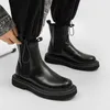 Mode Chelsea bottes hommes Tide Premium Sense fumer cylindre Martin bottes rétro mi-mollet bottes fond épais haut chaussures en cuir 112623a