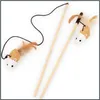 Cat Toys Funny Stick Interactive Kitten Wood Wand Feather Bell Fish Rat Doll Catcher Teaser Train