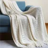 Blankets MIDSUM Boho Plaid Blanket Nordic Knitted Bed Blankets Home Decor Sofa Cover For Living Room Outdoor Beach Blanket Soft Bedspread 230414