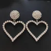 Stud Earrings Brass Crystal Heart Clip Earings Women Non Pierced Jewelry Punk Party Gown Brincos Runway Rare Korean Style Trendy