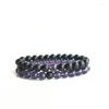 Bracelet en améthystes naturelles pour femmes et hommes, fil violet et noir, pierre perlée de 8mm, bijoux pour Couple, cadeaux pour amoureux