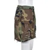 2024 Designer Jurken Camo Mini Rok Zomer Vrouwen Hoge Taille Camouflage Bodycon Gescheurde Rok Casual Streetwear Y2k Pocket Rokken Groothandel Kleding 9708