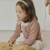 ジャケット秋の韓国の子供の女の子ウエスタンスタイルのラペルレースニットカーディガンコート