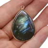 Pendentif Colliers Naturel Flash Labradorites Mode Goutte D'eau Forme Charmes Pour DIY Bijoux Cadeau D'anniversaire Taille 22x40mm