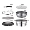 BBQ Tools Accessories Household Stainless Steel Korean Charcoal Oven Commercial round Non-Stick Barbecue Outdoor Camping Portable Stove 230414