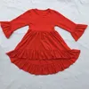 Clothing Sets Christmas Girls Clothes Kids Boutique Clothing Outfit Red Ruffle Sleeve Dress Icing Ruffle Reindeer Pants Set 231114