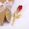 Decorative Flowers Crystal Roses Artificial Flower Valentines Day Gift Glass RoseSilver Gold Rod Rose For Girlfriend Wedding Gifts