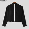Suits voor heren Blazers INCERUN Tops Koreaanse stijl Heren Zwart Wit Contrasterende kleur Patchwork Blazer Casual Party Show Suit Jassen S-5XL 231114