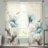 Cortina Rússica Rússia Vintage Floral Dragonfly Butterfly Sheer Voile Janela Cortinas de Tule Living Varanda Decoração de Drapes de Decoração