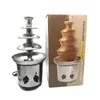 Other Kitchen Dining Bar 4 Tier Stainless Steel Electric Chocolate Fondue Fountain Machine Choco Melts Dipping Warmer for Candy Butter 231113