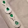 Sparkling dingle örhängen lyxiga smycken 925 Sterling Silver Water Drop Emerald Pave White 5A Cubic Zircon Party Women Wedding Earring for Lover Gift