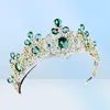 Novas jóias de cabelo para mulheres barroco verde tiaras coroas ouro metal tiara cristal strass diadema casamento acessórios para o cabelo 6286000