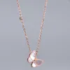Pendants 999 Pure Gold Pearl Shell Butterfly Necklace Fo Women Clavicle Chain18k Yellow Valentine's Day Fine Jewelry Gifts