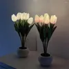 Tischlampen Innendekoration Lampe Nachttisch Wohnzimmer Garten LED Nachtlicht El Schlafzimmer Tulpen Künstliche Blumen Est